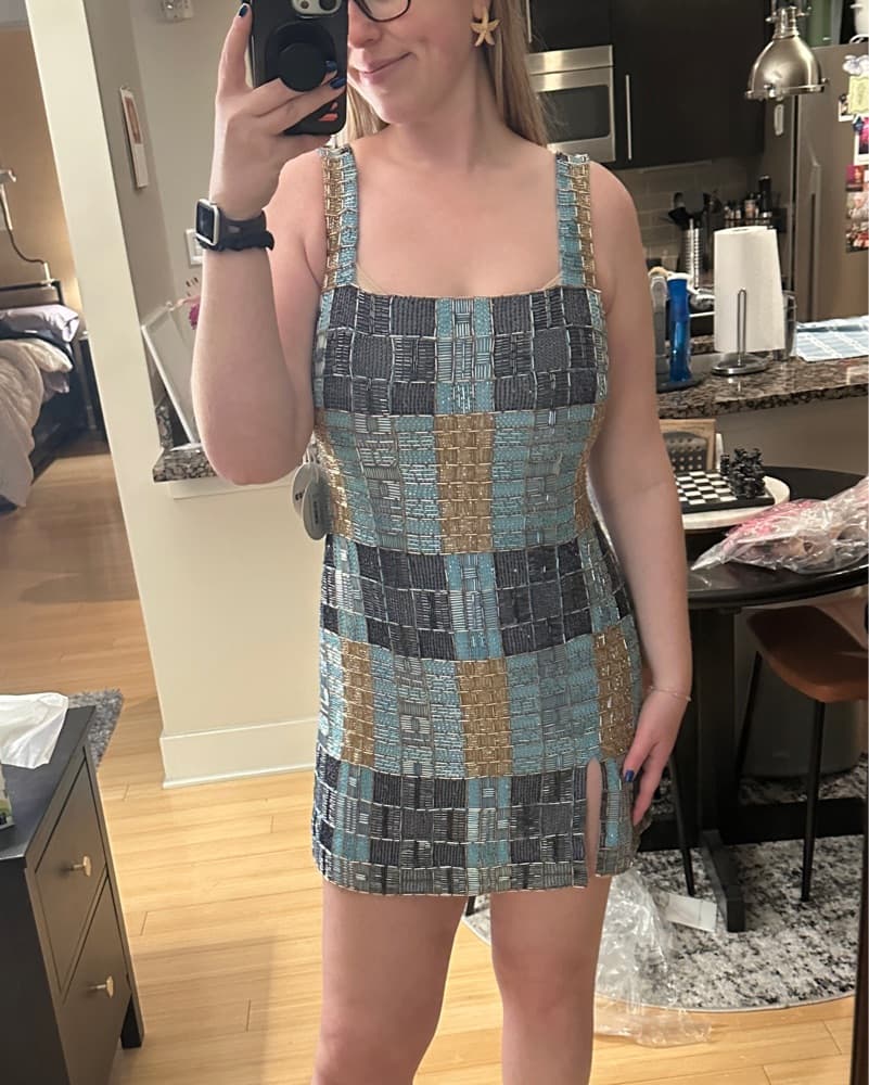 Staud Le Sable In French Blue Plaid - Image 2