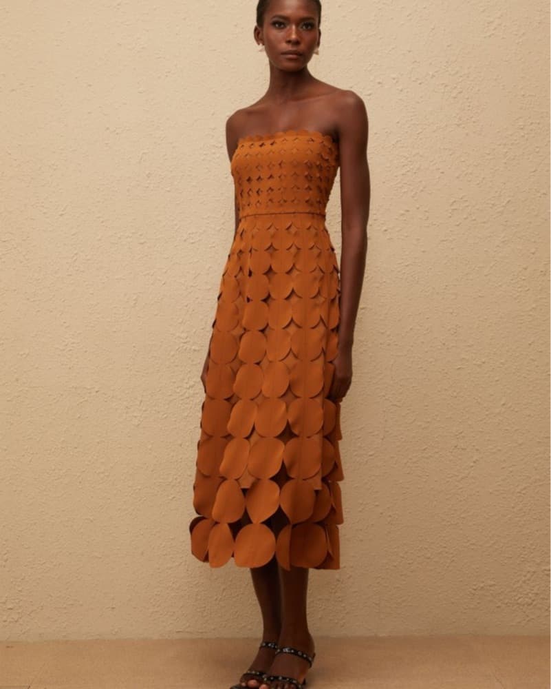 Brown Scalloped Mini Dress Size M - Image 2