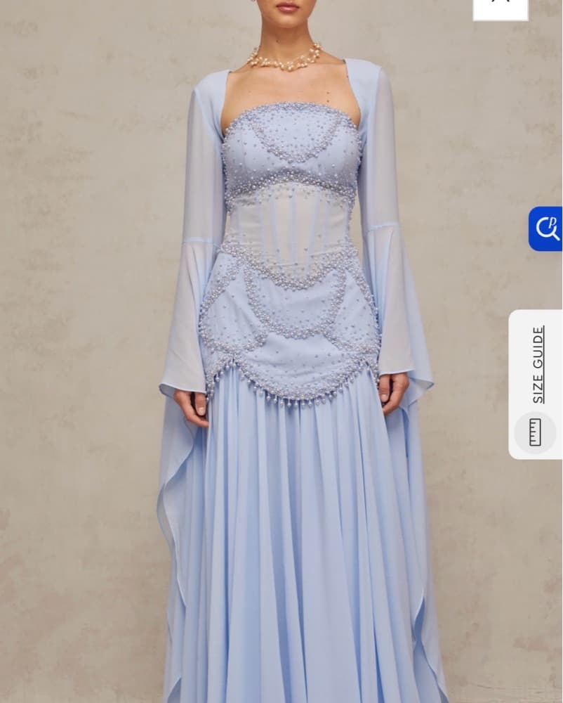 Miss Rosier Blue Beaded Evening Gown - Image 4