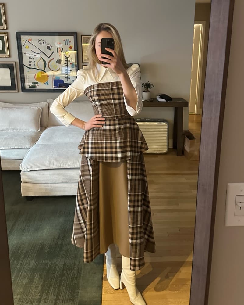 Cool Plaid Midi Dress Burberry Looking - Image 1