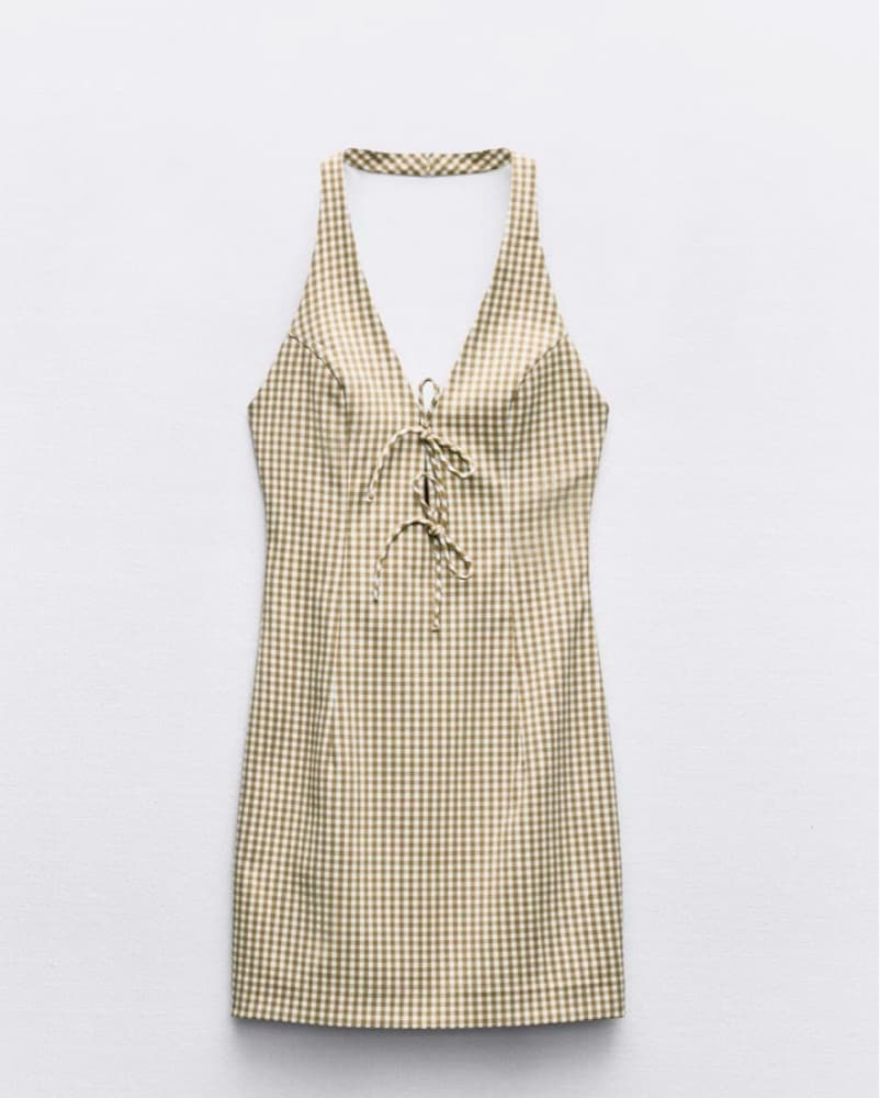 Zara Gingham Halter Mini Dress - Image 2