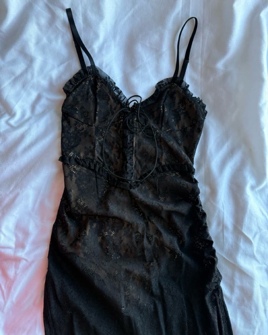 For Love & Lemons Black Lace Ruched Dres - Image 5