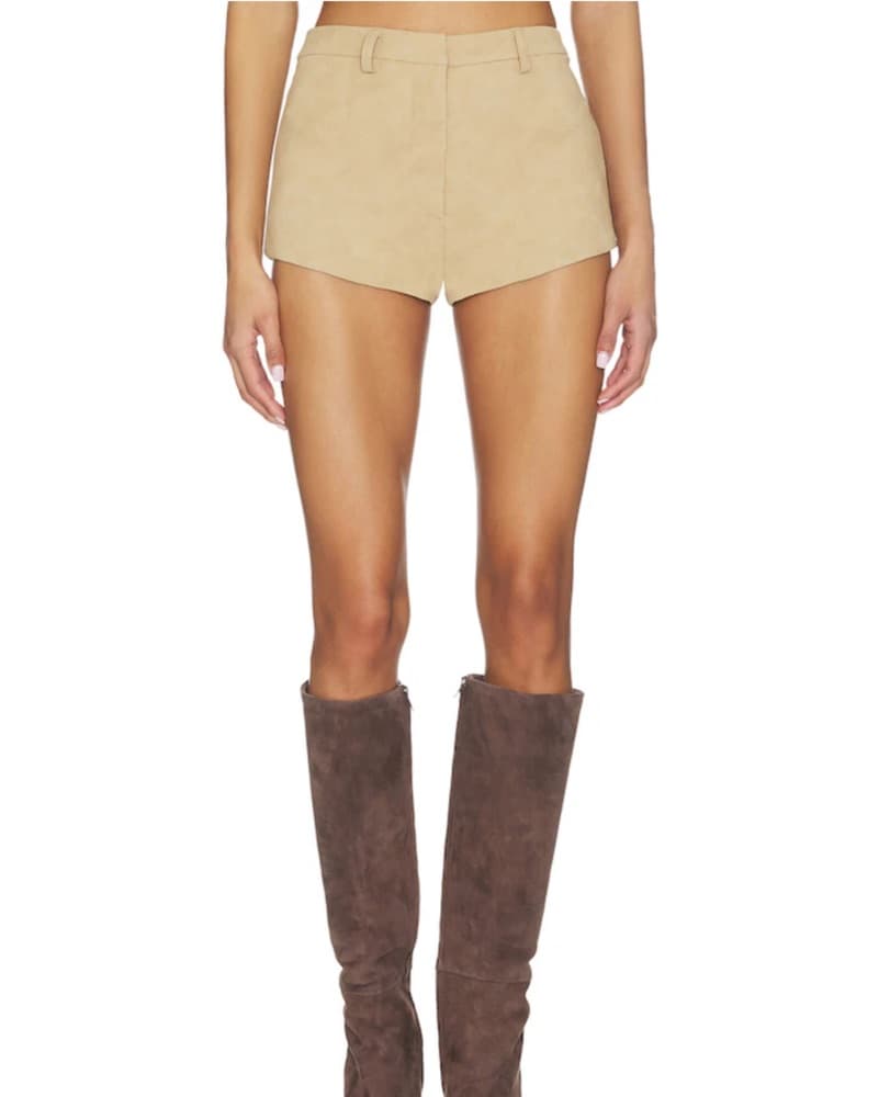 Vegan Leather Short in Soft Beige - Image 2
