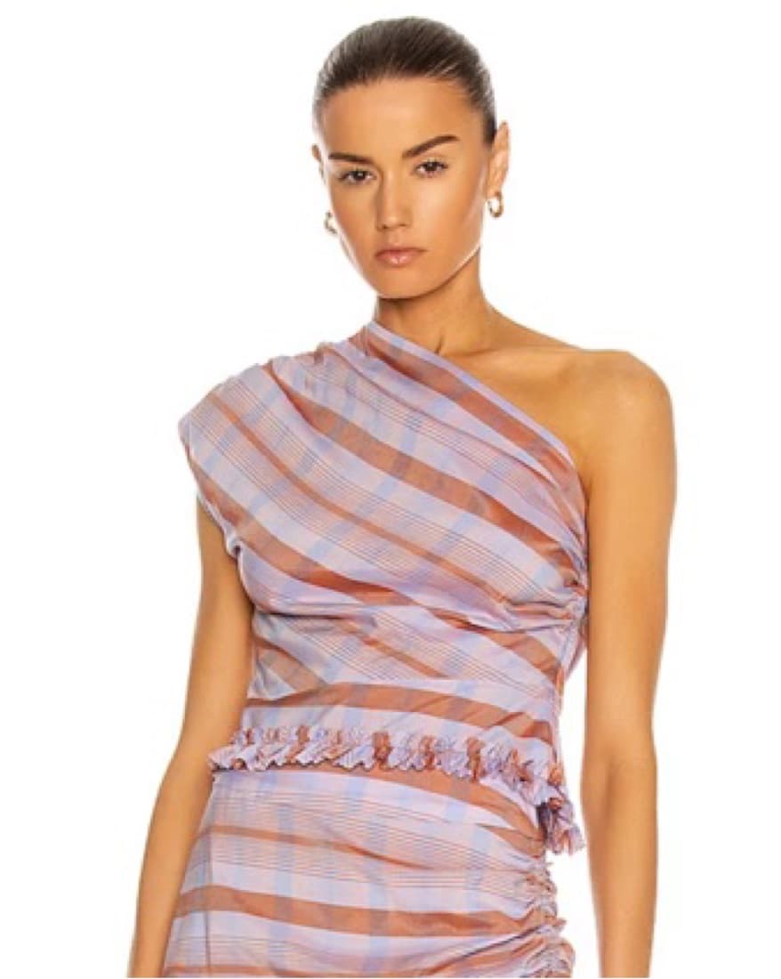 Smythe Purple And Brown One Shoulder Top - Image 1