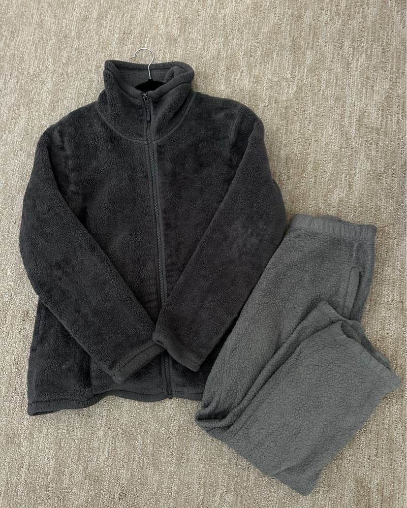 Heat Tech gray fleece zip up and pants  - Image 1