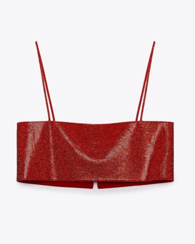 Red Rhinestone Crop Top - Image 3