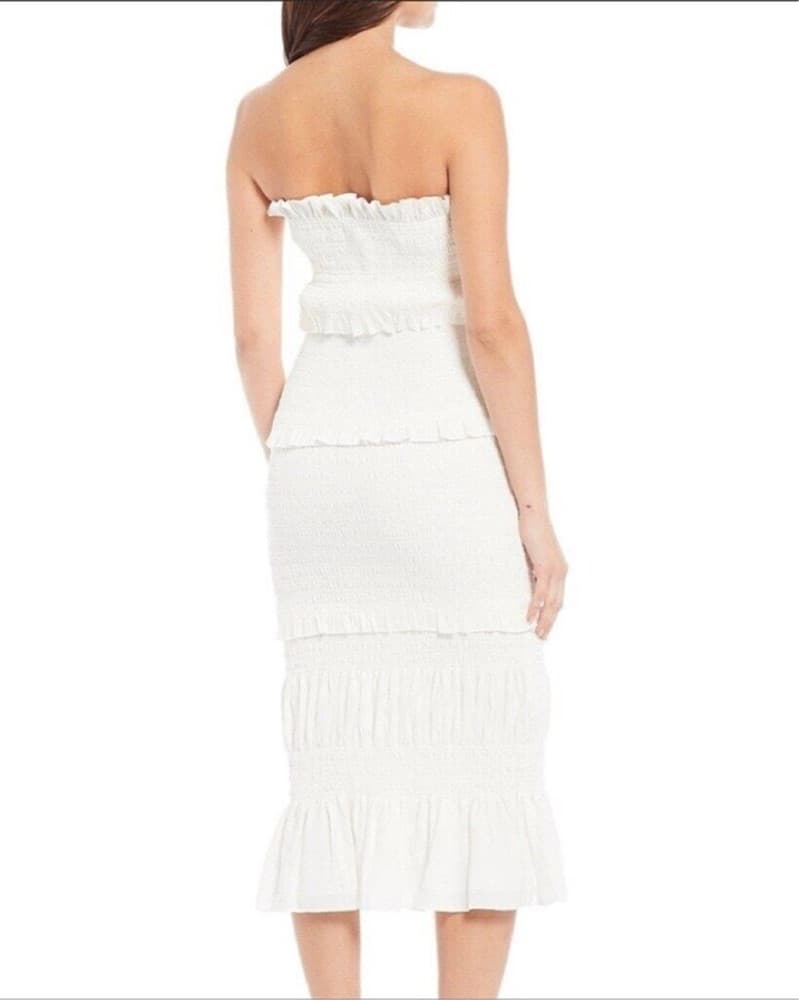 Gianni Bini White Smocked Midi Dress - Image 2