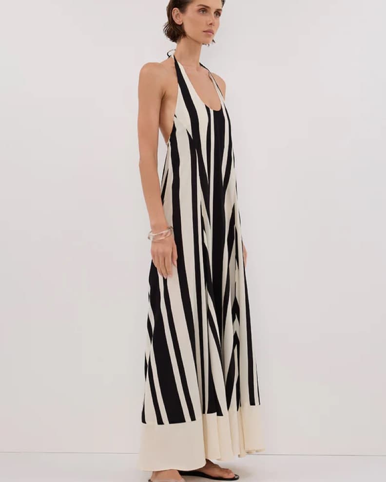 DISSH Beau Black Stripe Halter Dress - Image 2