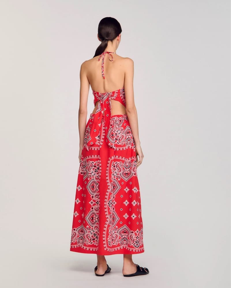 Sandro Red Bananda Print Maxi Dress - Image 3