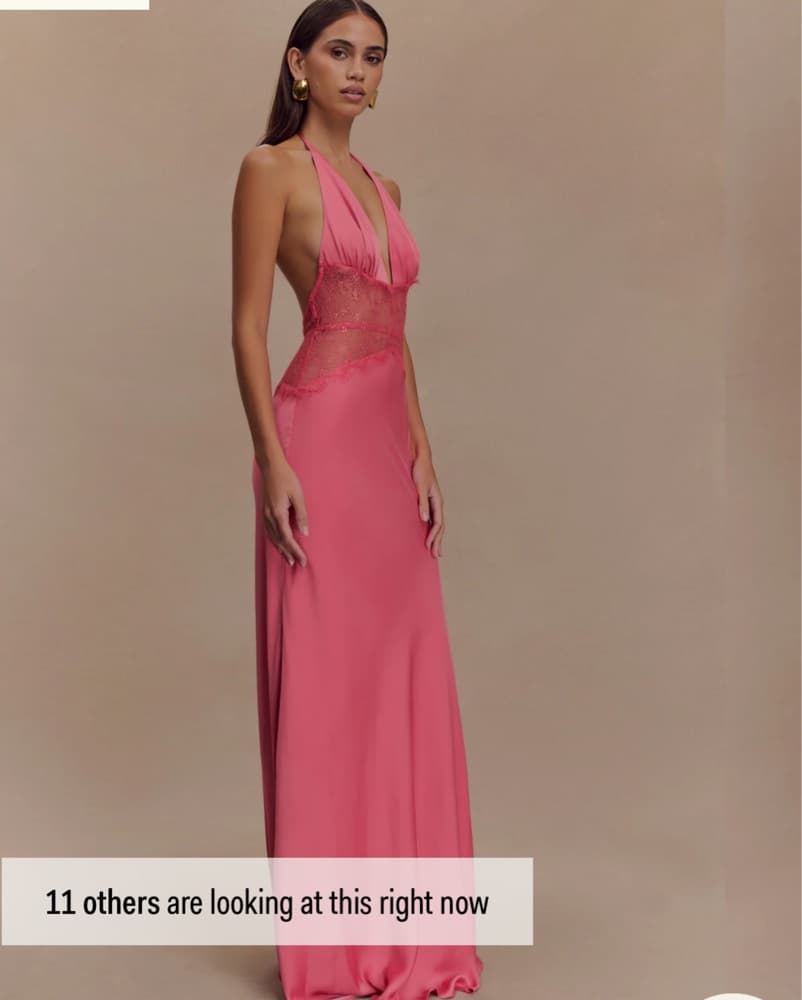 Meshki Pink Lace Halter Dress  - Image 3