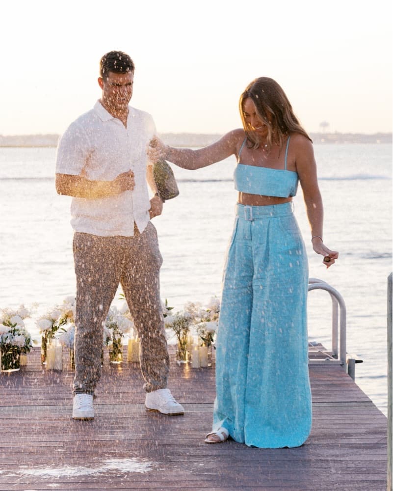 Matthew Bruch Pant Set In Seafoam - Image 2