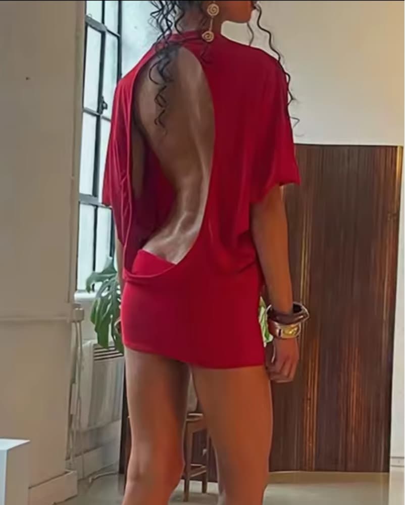 Crimson Backless Dress  - Image 1