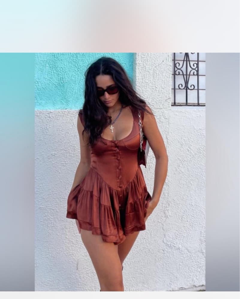 chocolate brown romper - Image 1