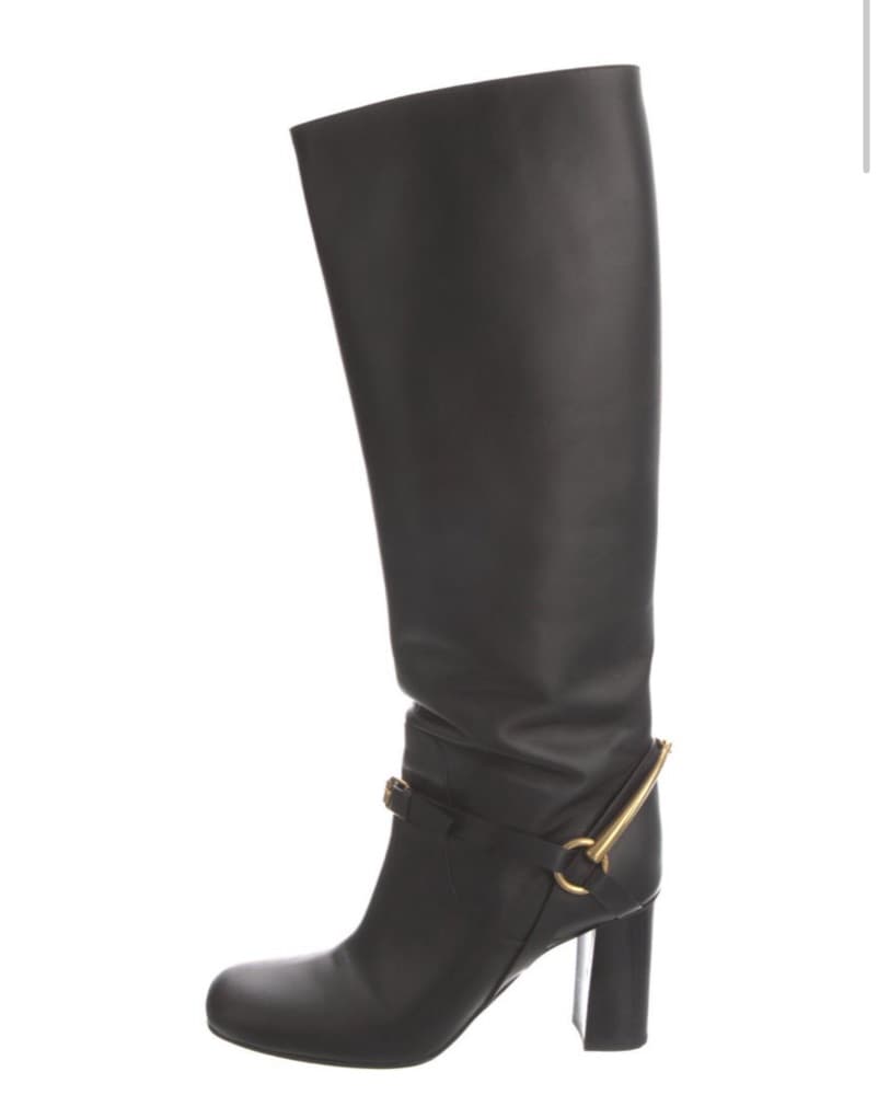 Gucci Horsebit Accent Leather Riding Boo - Image 1