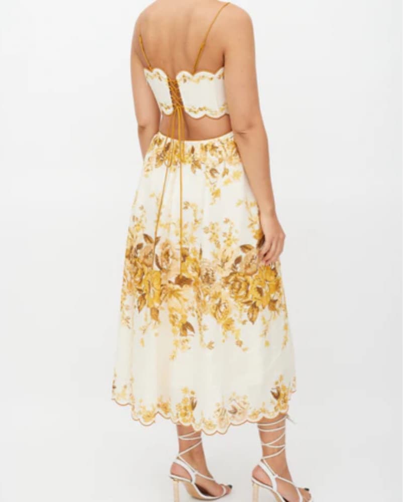 Zimmermann Gold Floral Cutout Dress - Image 3