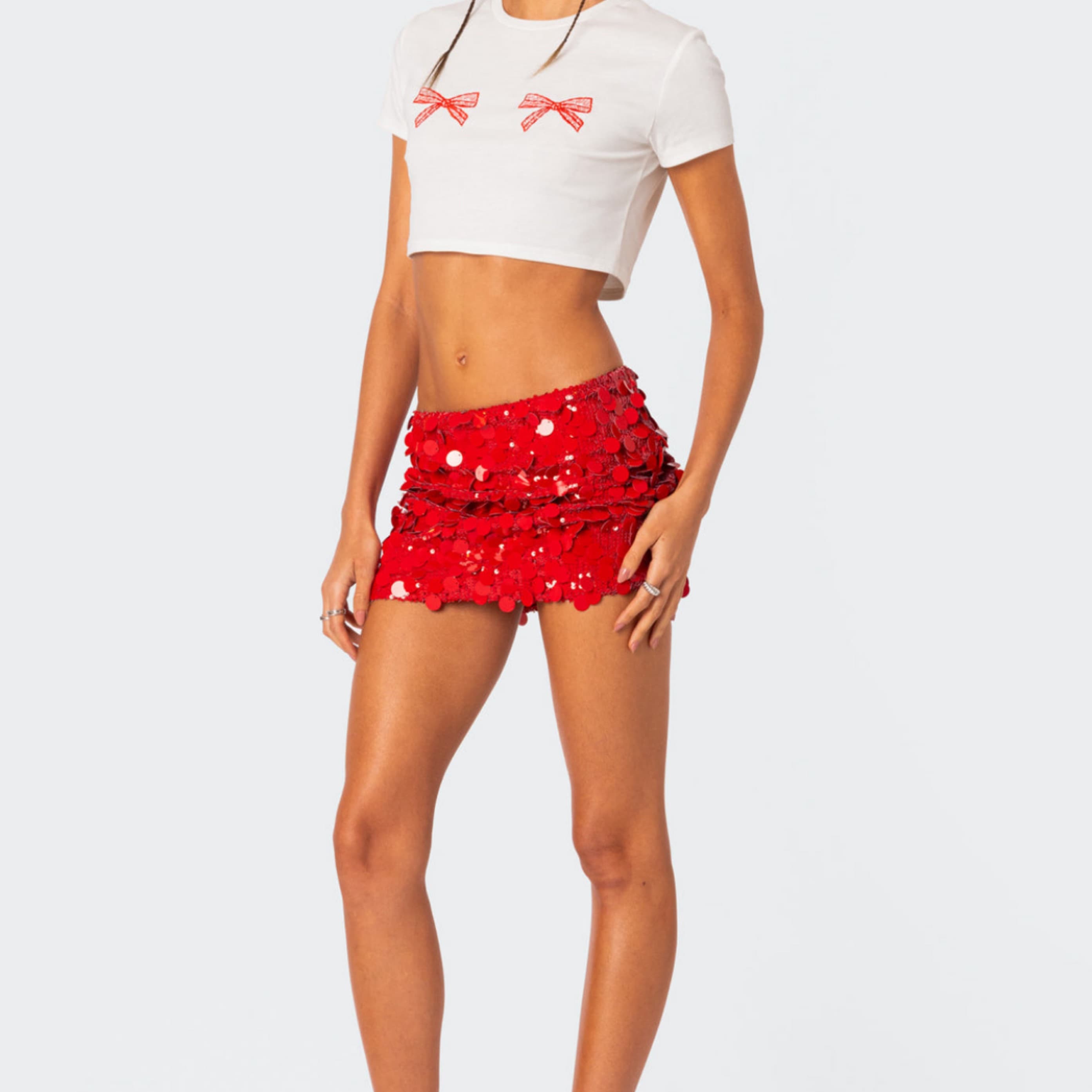 RED SEQUIN SKIRT  - Image 3