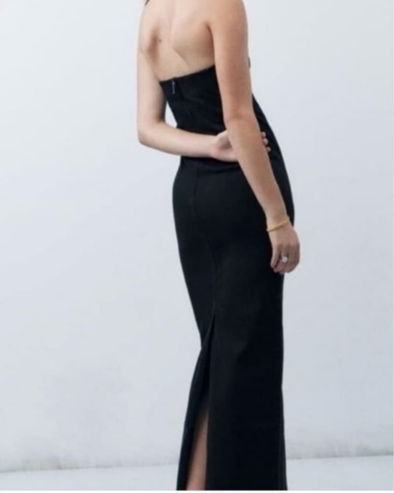 Zara Dark Denim Stretchy Maxi/midi Dress - Image 2
