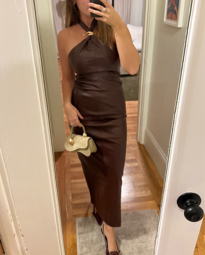 Burgundy Leather Dress - Image 1