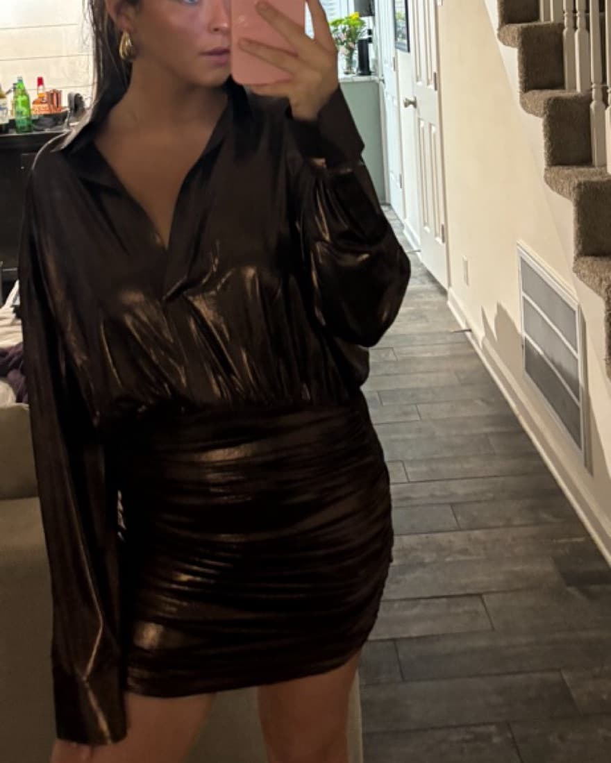 Norma Kamali Shiny Sparkle shirt Dressk - Image 2