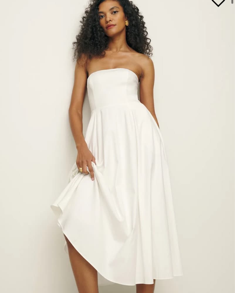 Elegant Strapless White Midi Dress - Image 1