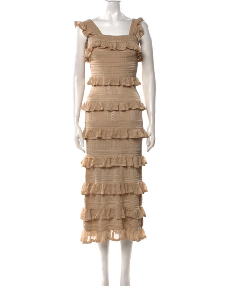 Zimmermann Gold Ruffle Midi Dress - Image 3