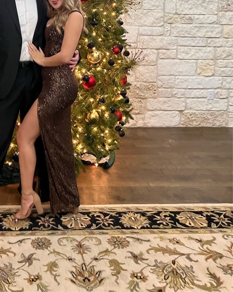 Brown Sequin Long Dress - Image 2