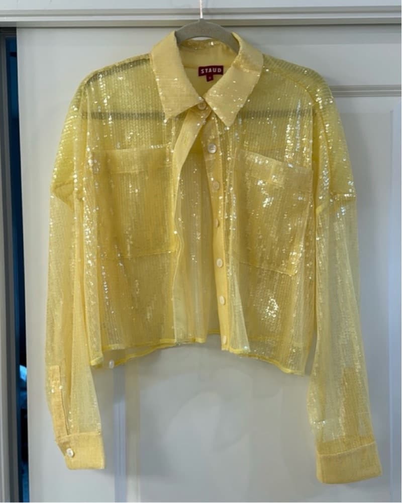 Staud Yellow Sequin Button Down Top - Image 4