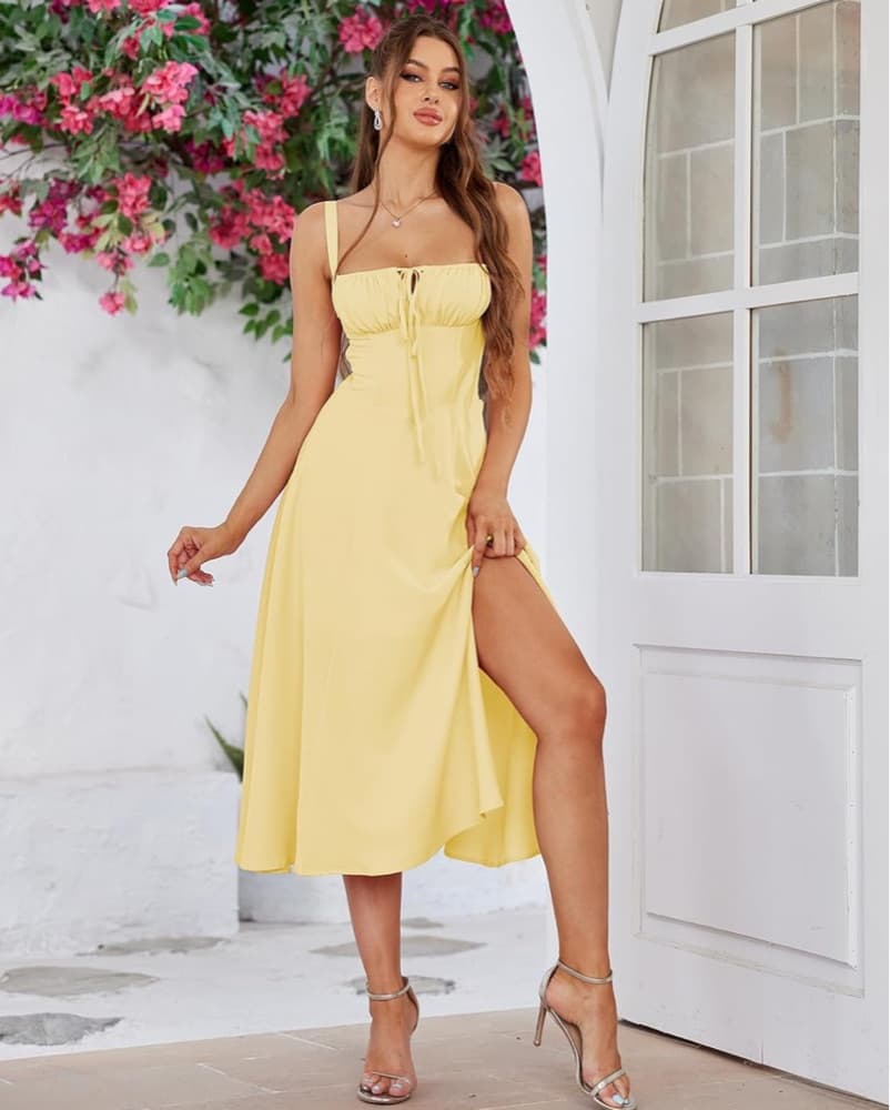 Yellow Corset Midi Dress - Image 2