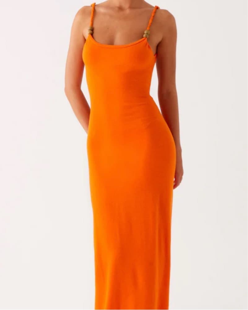 Orange Floor Length Knit Dress - Image 1