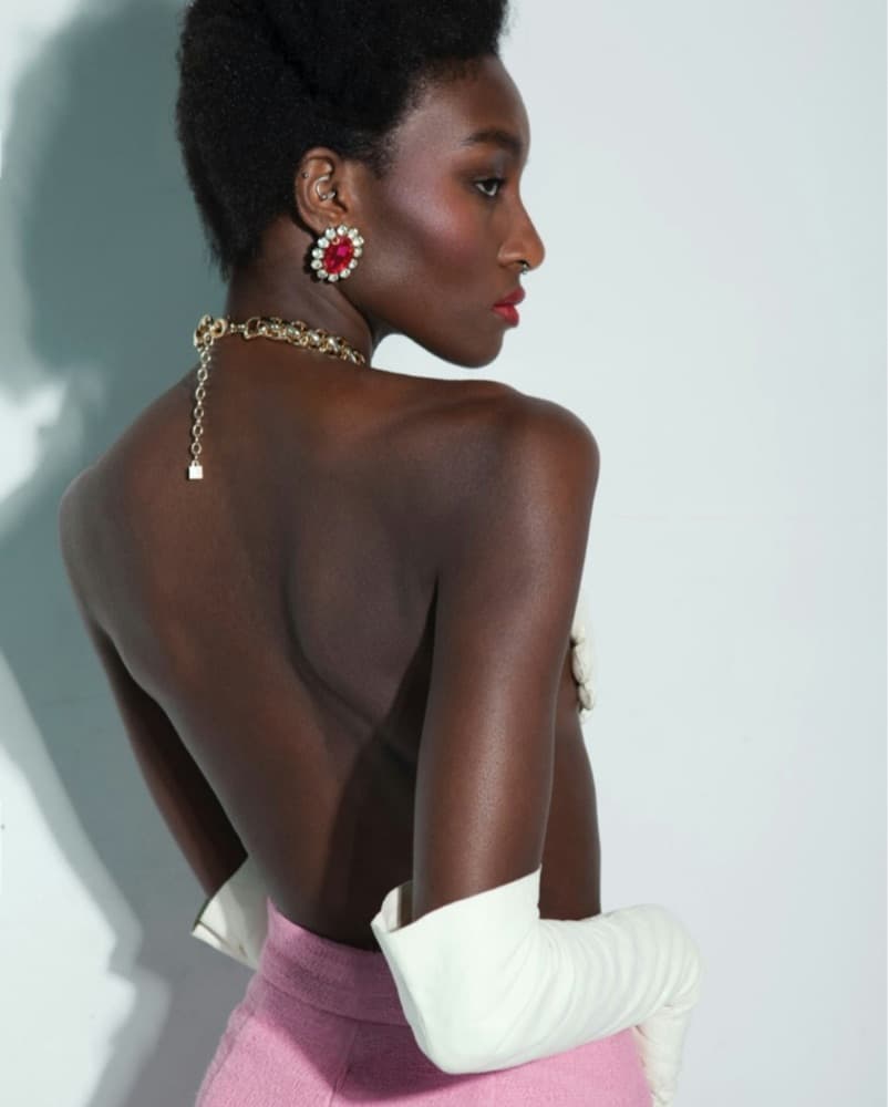 AREA NYC Pink Crystal Statement Earrings - Image 2