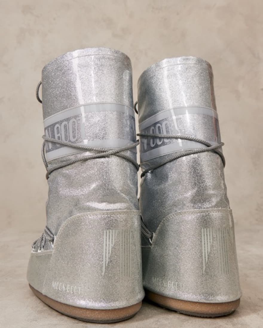 Moon Boots Silver Icon Glitter 9-10.5 - Image 4