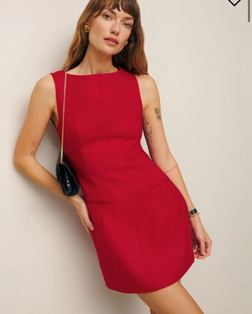 Reformation Linen Citron Dress in Cherry - Image 2