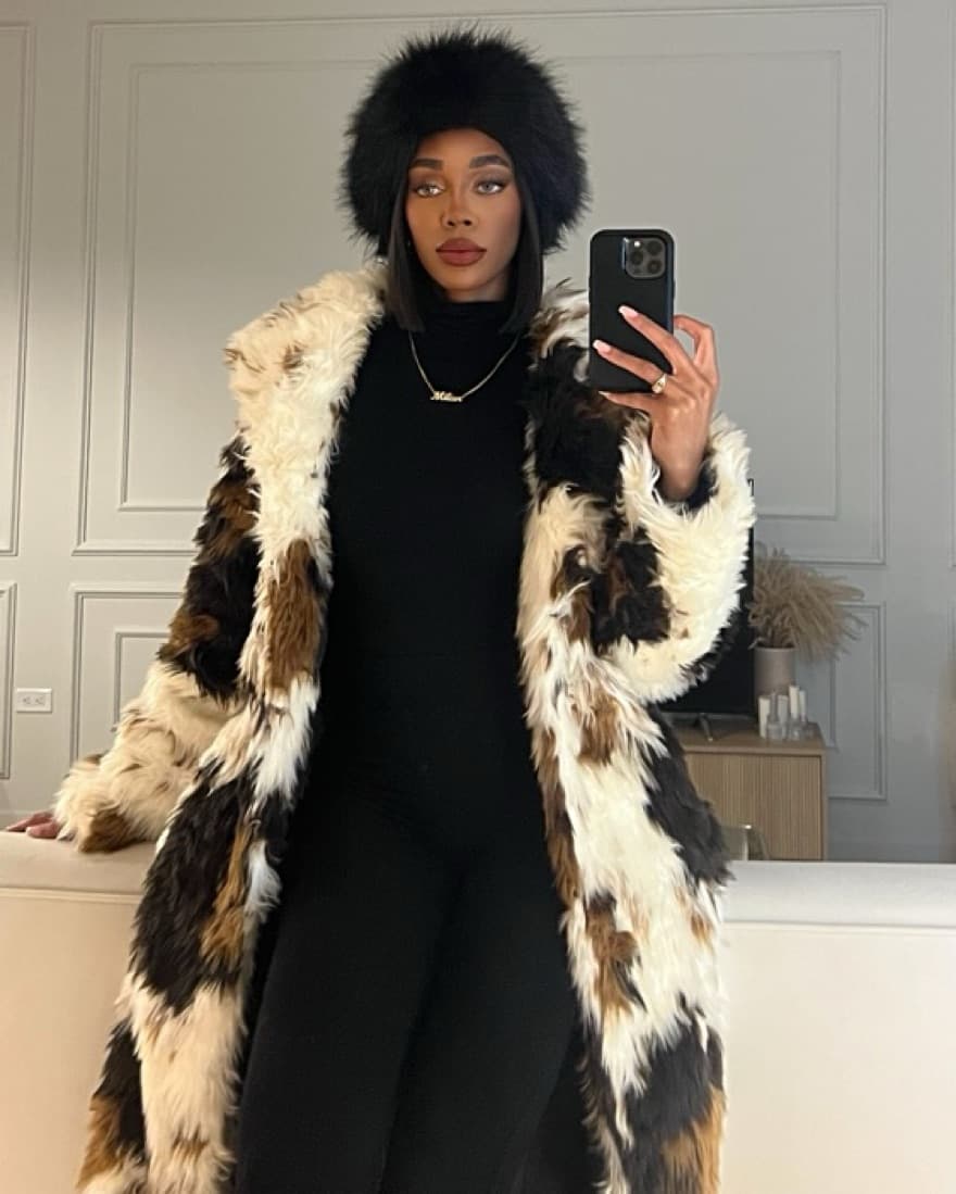 Cow print fur coat - Image 1