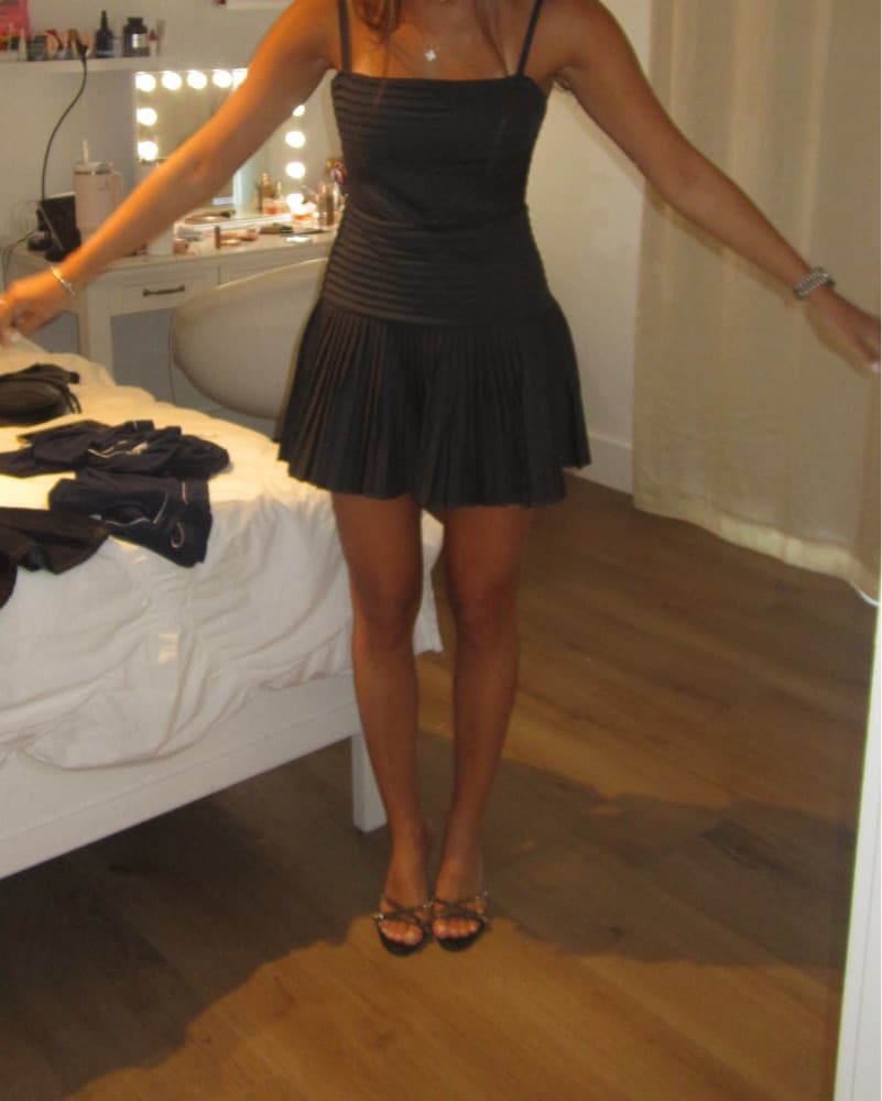 Rylee Multi Pleat Mini Dress - Charcoal - Image 2