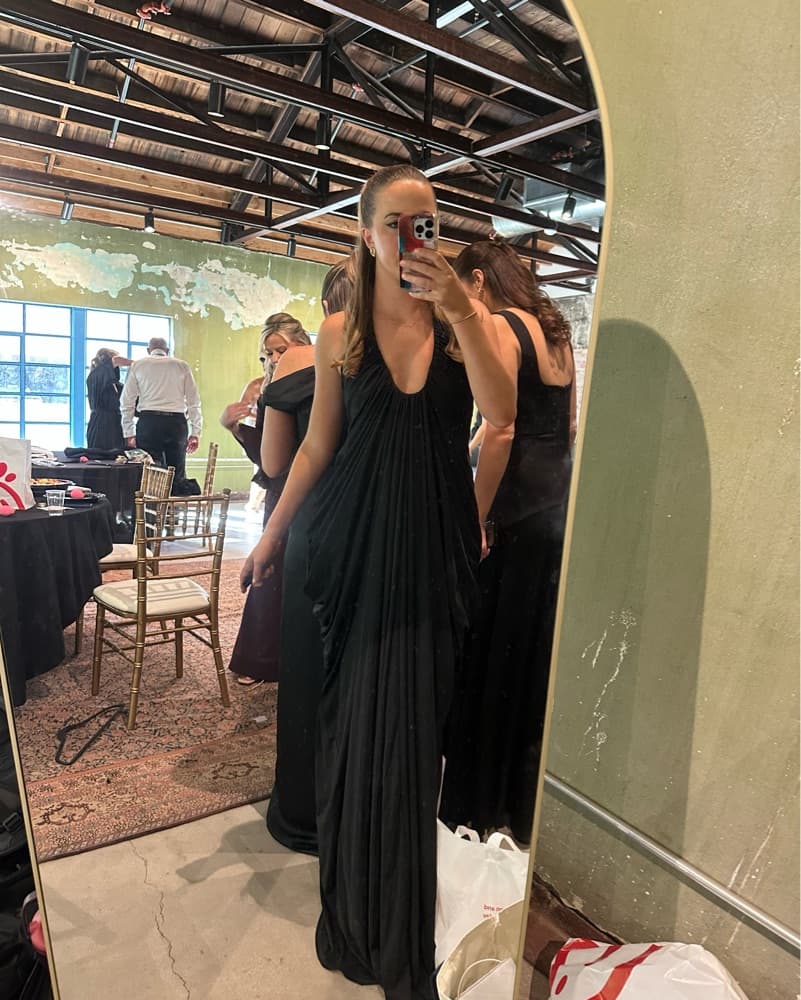 LEAU Cascade Drape Gown - Black - Image 2