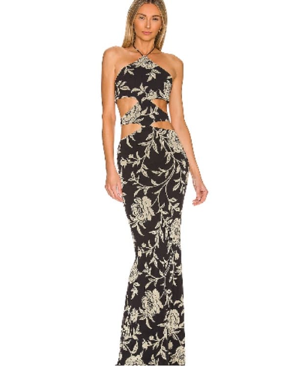 Black Floral Maxi Dress - Image 1