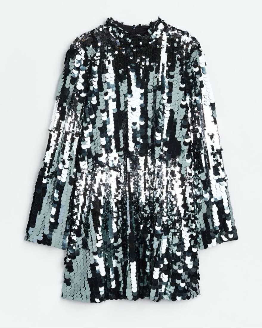 H&M Long Sleeve Sequin Mini Dress - Image 3