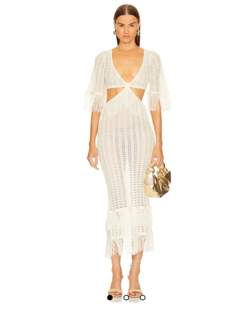 Elegant White Crochet Maxi Dress - Image 1