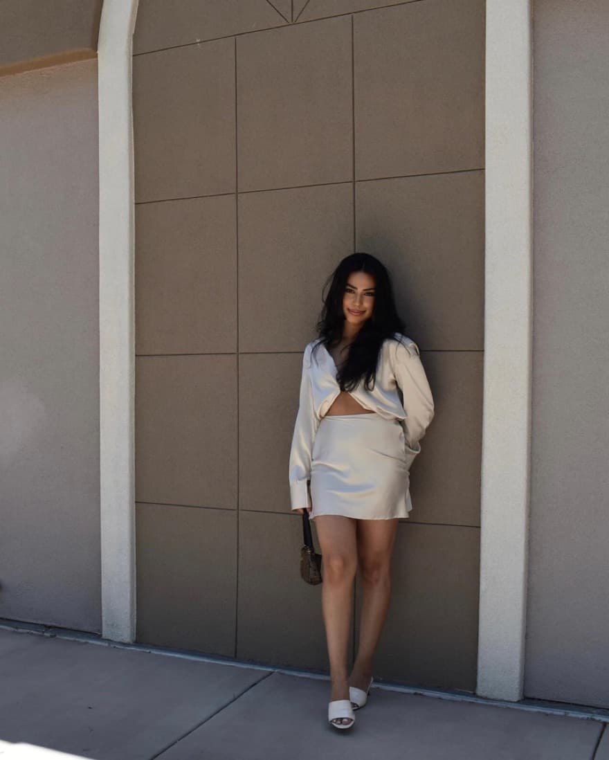 Neutral Silk Mini Skirt - Image 3