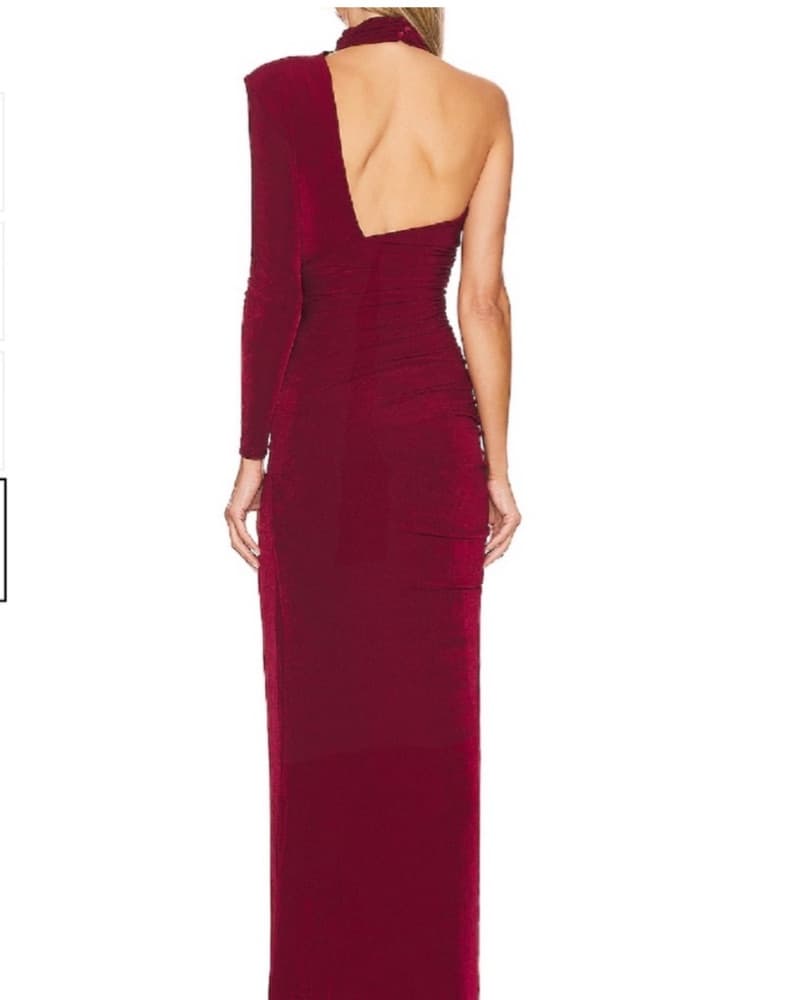 MISHA one Shoulder Burgundy Gown  - Image 2