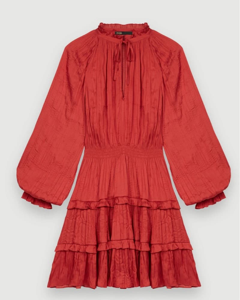 Maje Red Dress Satin Mini - Image 3