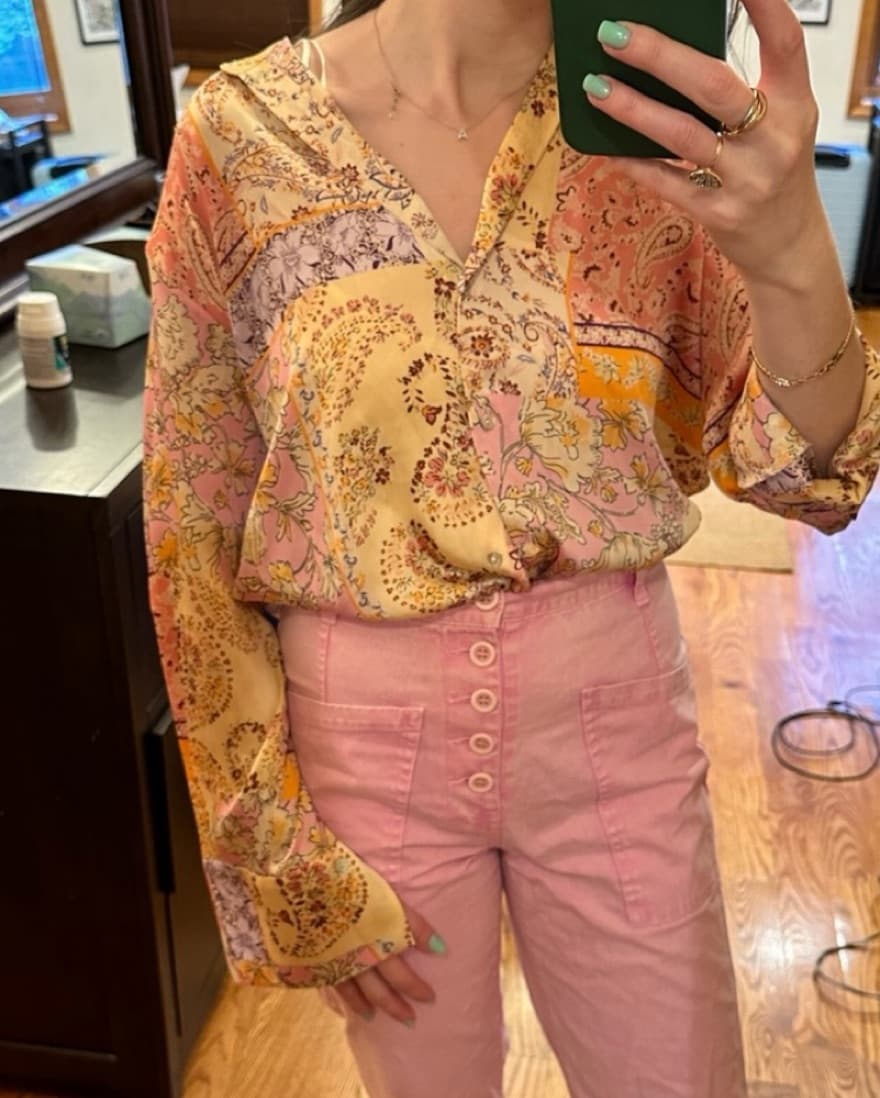 Pink Paisley Satin Top - Image 1