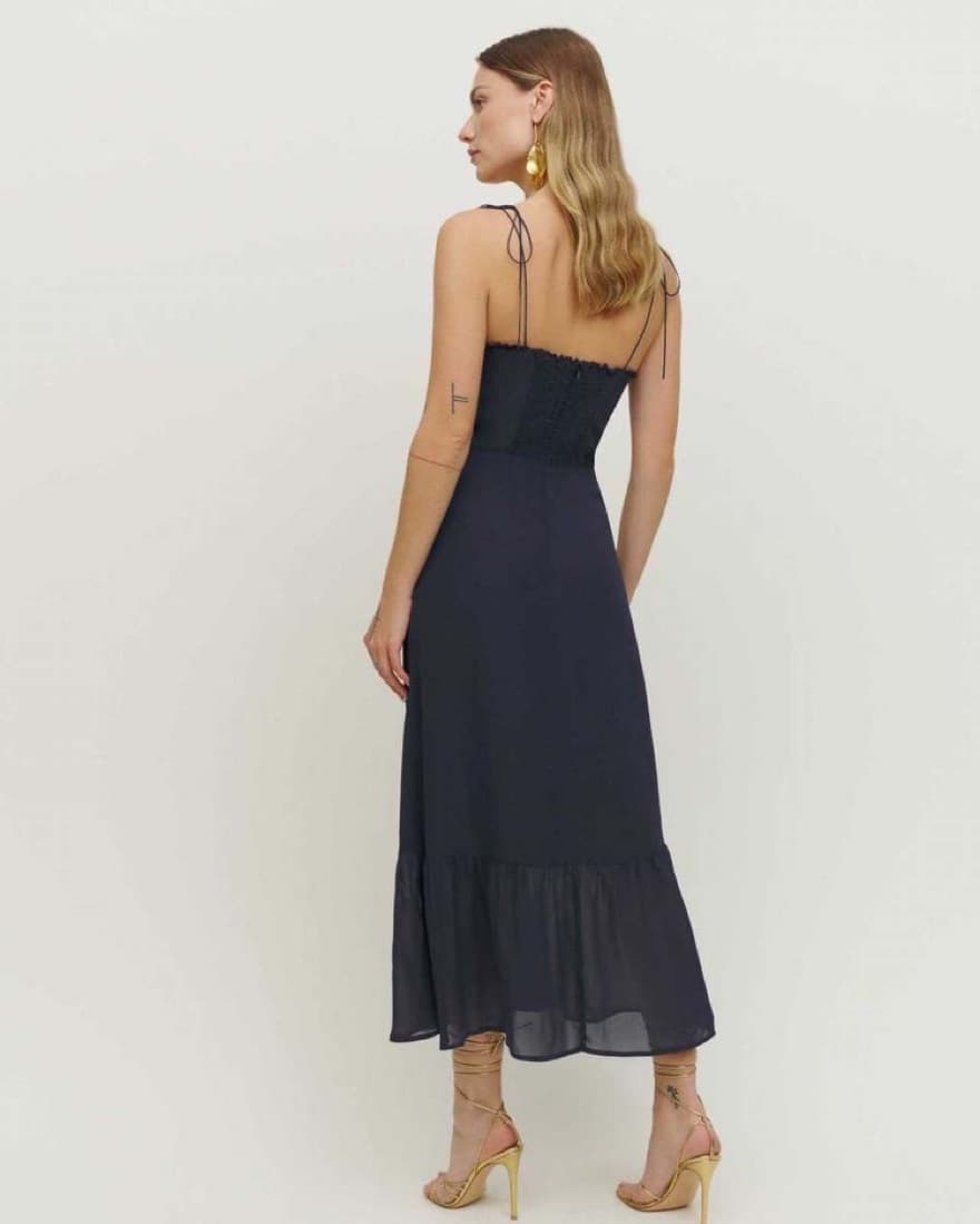 Reformation Navy Blue Enya Dress - Image 3