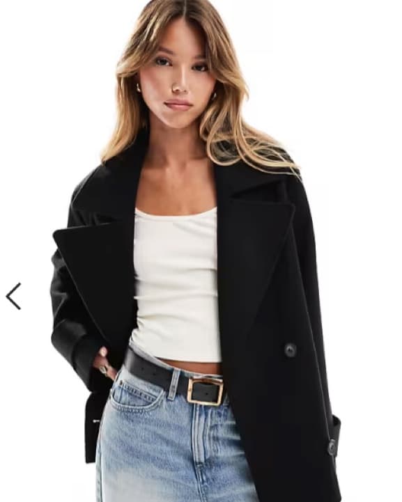 Black Wool Pea Coat - Image 1
