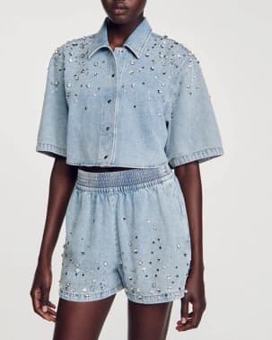 Sandro Denim Rhinestone Set - Image 3