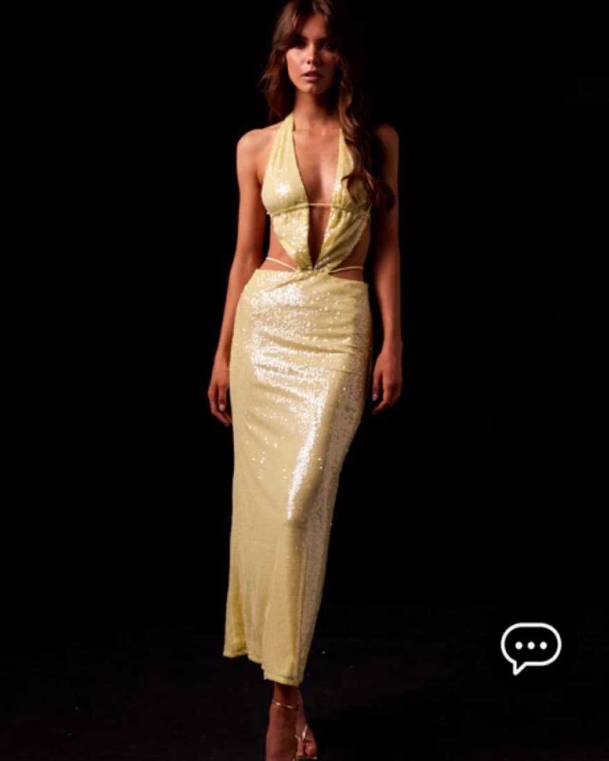 Yellow Sequin Peppermayo Maxi dress - Image 1