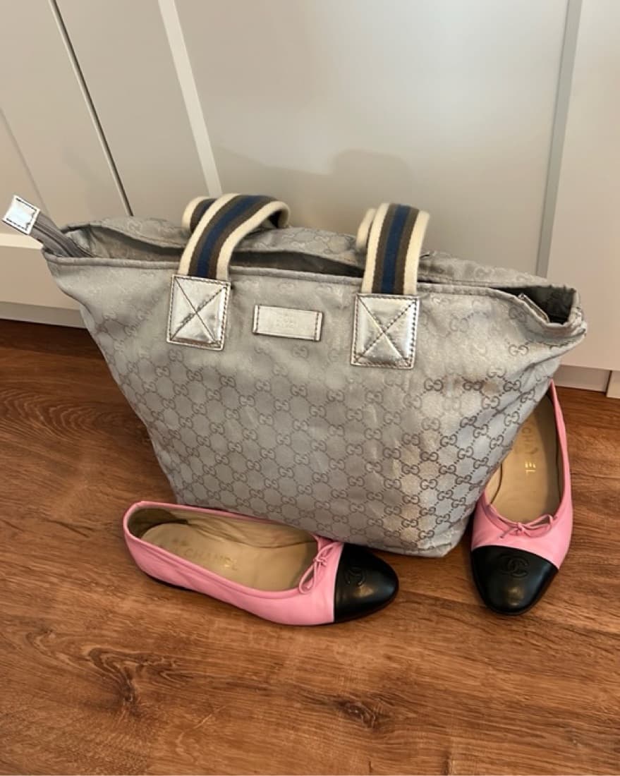 GUCCI Shoulder Tote Bag GG Canvas Silver - Image 1