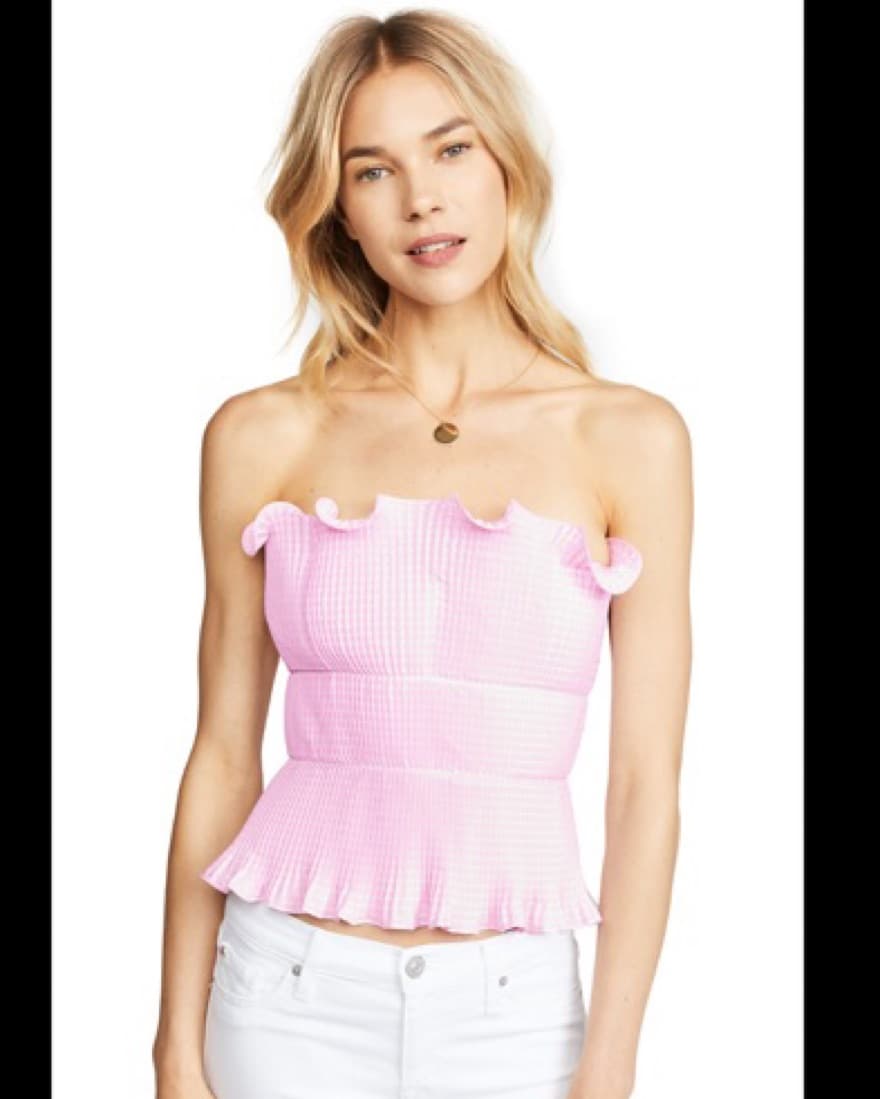 Peteryson Strapless Ruched Peplum Top S - Image 3