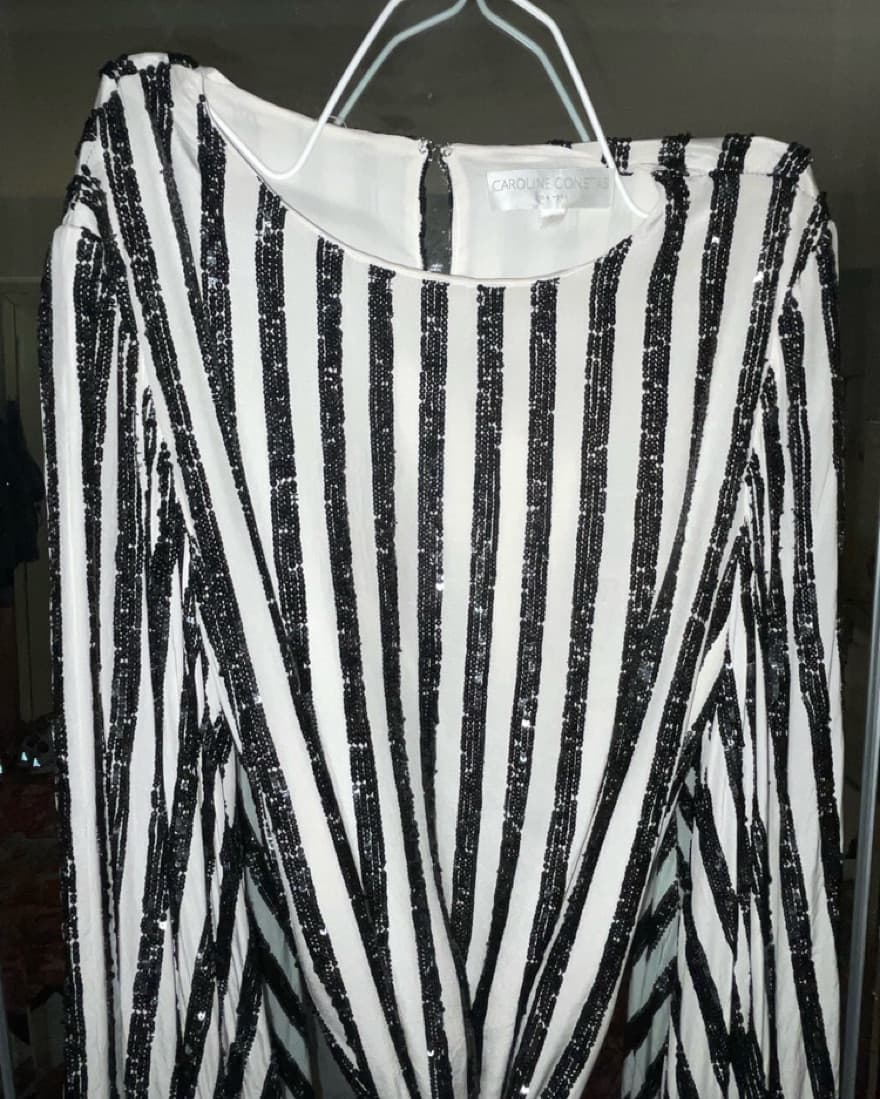 Caroline Constas Striped Sequin Dress - Image 2