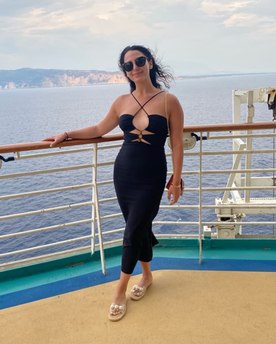 Black Midi Dress With Cutouts and beads  - Image 2